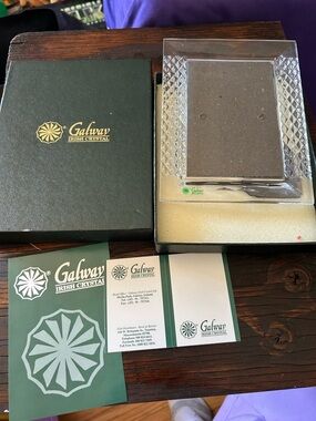 Disney Galway Irish Crystal Clear Glass Picture Frame with Green Box